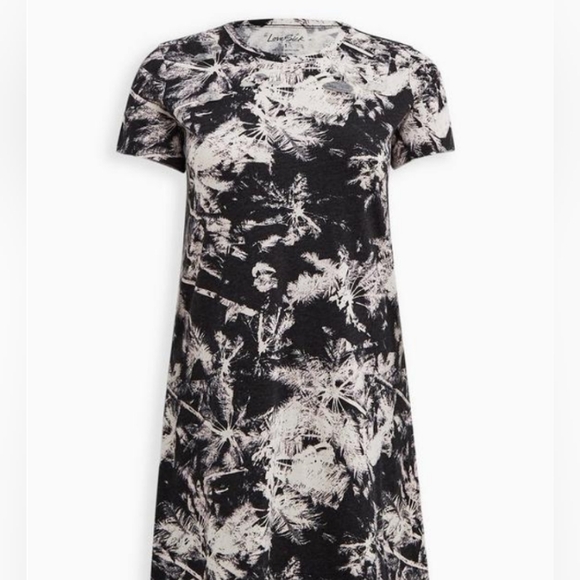 LoveSick Destructed Midi Dress - Cotton Palms Black - Picture 4 of 5